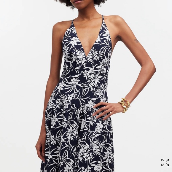 NWT Madewell Smocked Halter Midi Dress in Poplin - deep indigo - size 6 - Picture 2 of 12